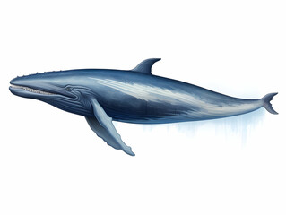 Wall Mural - Blue Whale in white background, blue Whale isolated Raster object, 3D blue whale illustration