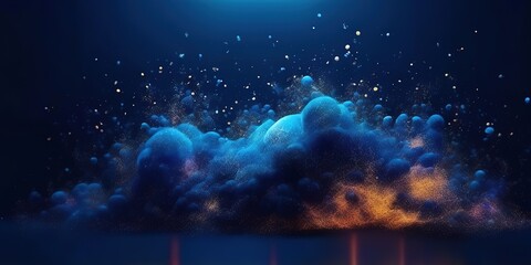 Poster - Abstract background Dark blue glow particle 