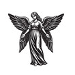 © tarakacraft - woman angel wings hand drawn vector illustration