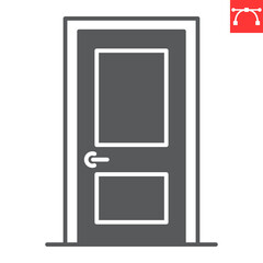 Poster - Room door glyph icon, interior and home decor, door vector icon, vector graphics, editable stroke solid sign, eps 10.