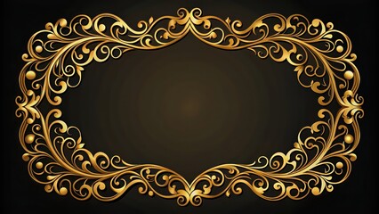 Poster - Gold frame border with elegant filigree design , elegant, gold, frame, border, filigree, decorative, luxury, ornate, intricate