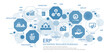 © Benjamas - Enterprise Resource Planning concept. EPR Business management and company enhancement. Technology, Internet and network concept. icons vector illustration.