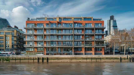 Exterior Of House. Contemporary European Architecture in City, Riverside House on Southwark Bridge Road