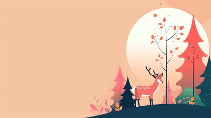 Wall Mural - Fawn minimalist background with space above for text flat design front view delicate theme animation Complementary Color Scheme