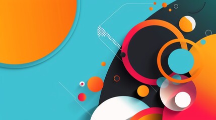 Wall Mural - Gray minimalist background with space above for text flat design side view business theme cartoon drawing Triadic Color Scheme