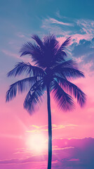 Wall Mural - Tropical sunset with palm trees