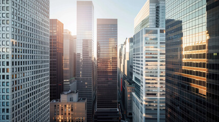 Poster - Skyscrapers in a big city financial district. Background image. Created with Generative AI technology.