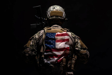soldier with american flag