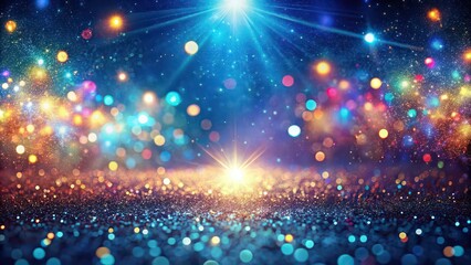 Canvas Print - Colorful glitter lights texture on blue background creating a magical light show, glitter, lights, texture, colorful