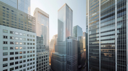 Poster - Skyscrapers in a big city financial district. Background image. Created with Generative AI technology.