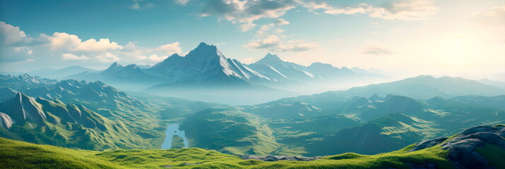 Poster - A serene mountaintop with breathtaking views and a sense of tranquility. Generative AI