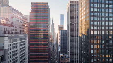 Poster - Skyscrapers in a big city financial district. Background image. Created with Generative AI technology.