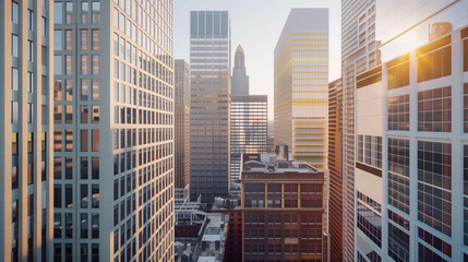 Poster - Skyscrapers in a big city financial district. Background image. Created with Generative AI technology.
