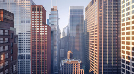 Poster - Skyscrapers in a big city financial district. Background image. Created with Generative AI technology.