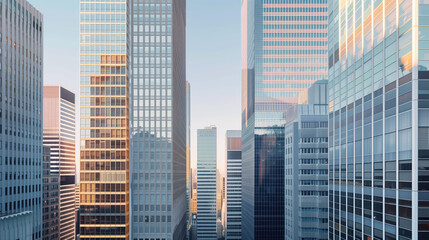 Poster - Skyscrapers in a big city financial district. Background image. Created with Generative AI technology.