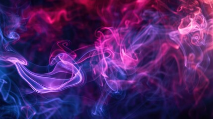 Wall Mural - Abstract swirling smoke in vibrant pink and blue hues against a dark background, creating a mystical and artistic effect.