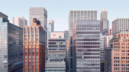 Poster - Skyscrapers in a big city financial district. Background image. Created with Generative AI technology.