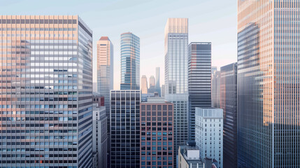 Poster - Skyscrapers in a big city financial district. Background image. Created with Generative AI technology.