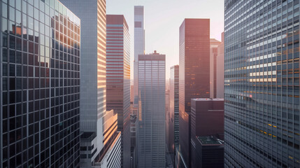 Poster - Skyscrapers in a big city financial district. Background image. Created with Generative AI technology.