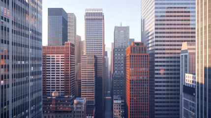 Poster - Skyscrapers in a big city financial district. Background image. Created with Generative AI technology.