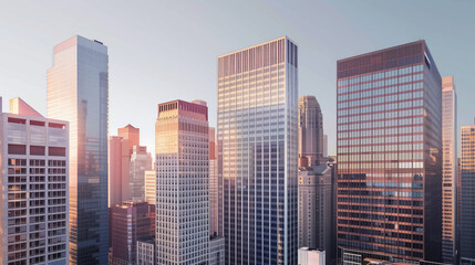 Poster - Skyscrapers in a big city financial district. Background image. Created with Generative AI technology.