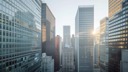 Poster - Skyscrapers in a big city financial district. Background image. Created with Generative AI technology.