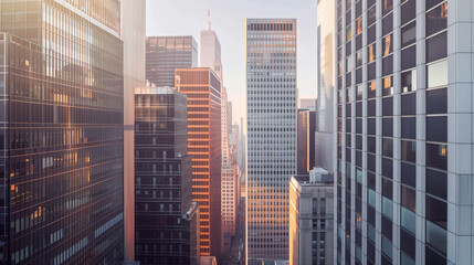 Poster - Skyscrapers in a big city financial district. Background image. Created with Generative AI technology.