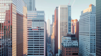 Poster - Skyscrapers in a big city financial district. Background image. Created with Generative AI technology.