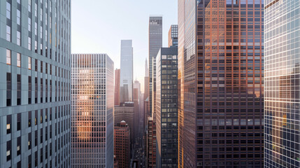 Poster - Skyscrapers in a big city financial district. Background image. Created with Generative AI technology.