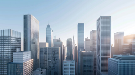 Poster - Skyscrapers in a big city financial district. Background image. Created with Generative AI technology.