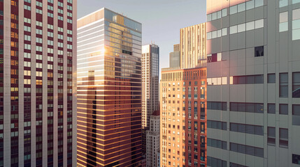 Poster - Skyscrapers in a big city financial district. Background image. Created with Generative AI technology.