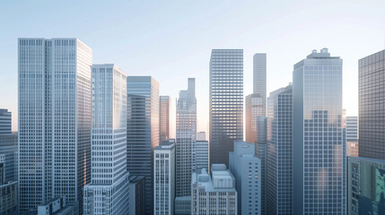 Poster - Skyscrapers in a big city financial district. Background image. Created with Generative AI technology.