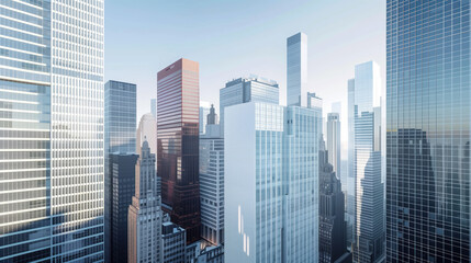 Poster - Skyscrapers in a big city financial district. Background image. Created with Generative AI technology.