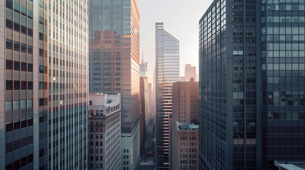 Poster - Skyscrapers in a big city financial district. Background image. Created with Generative AI technology.