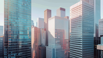 Poster - Skyscrapers in a big city financial district. Background image. Created with Generative AI technology.