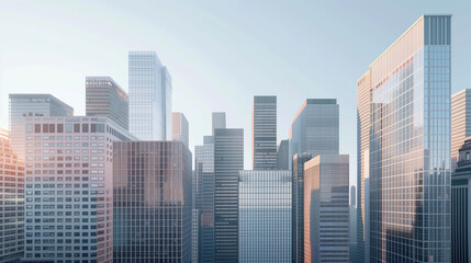 Poster - Skyscrapers in a big city financial district. Background image. Created with Generative AI technology.