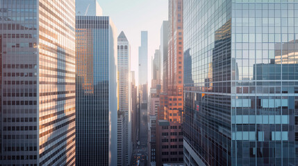 Poster - Skyscrapers in a big city financial district. Background image. Created with Generative AI technology.