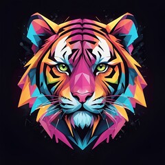 Poster - A colorful tiger head mascot