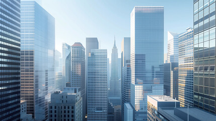 Poster - Skyscrapers in a big city financial district. Background image. Created with Generative AI technology.
