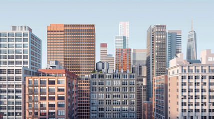 Poster - Skyscrapers in a big city financial district. Background image. Created with Generative AI technology.