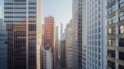 Poster - Skyscrapers in a big city financial district. Background image. Created with Generative AI technology.