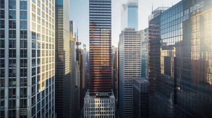 Poster - Skyscrapers in a big city financial district. Background image. Created with Generative AI technology.