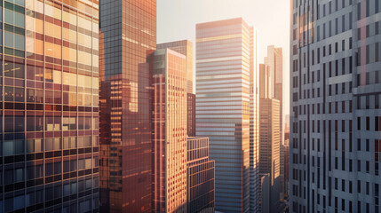 Poster - Skyscrapers in a big city financial district. Background image. Created with Generative AI technology.