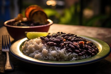 Cuban black beans and rice in a quaint Havana neighborhood.