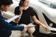 © NINENII - Insurance concept, insurance agent checking broken car and submit a claim form after an accident traffic accident