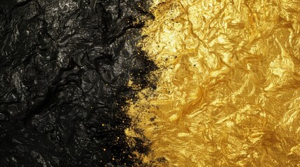 Contrast of black and gold textures with glitter speckles