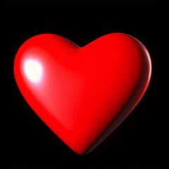 Glossy red 3D heart icon on black background symbolizing love and romance