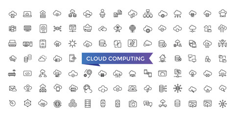 Poster - Cloud Computing Line Icons set with editable stroke collection for web and ui. Line icons pack. Vector illustration.