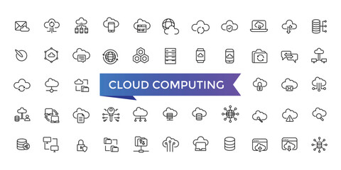 Poster - Cloud Computing Line Icons set with editable stroke collection for web and ui. Line icons pack. Vector illustration.