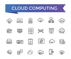 Poster - Cloud Computing Line Icons set with editable stroke collection for web and ui. Line icons pack. Vector illustration.